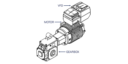 motor with gearbox labeled graphic