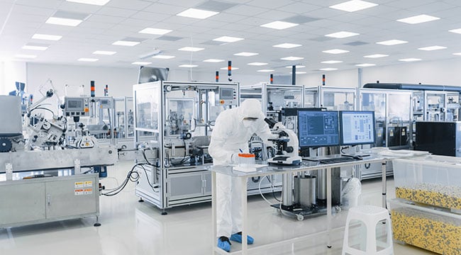 Pharma and Healthcare with person in a lab gown