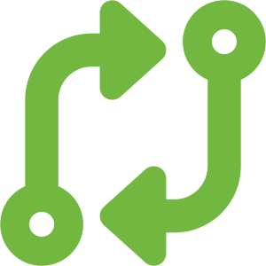 Two Green Nodes with Arrows pointing to one another Icon