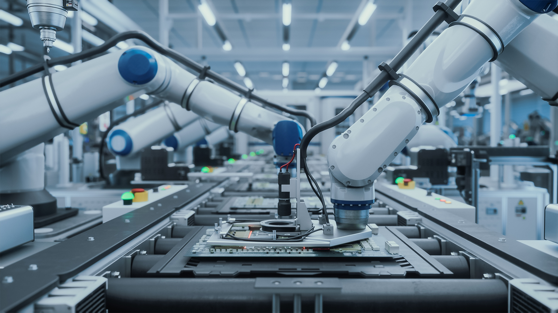 automated machines in color white and blue with a silver accent