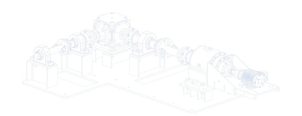 Outline of complete industrial powertrain, including motor, gearing, couplings and bearings