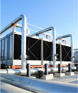 Large rooftop cooling tower as part of an HVAC system 