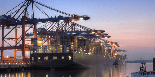 Ship Crane and Hoist at Night