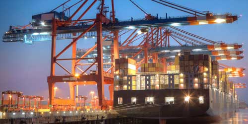 Material Handling Cranes Loading a Cargo Ship
