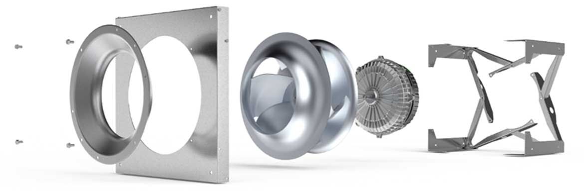 cutaway of the components of the Copra EC fan.
