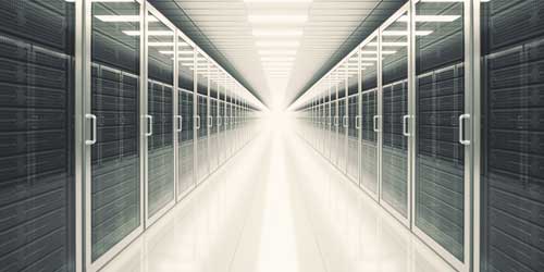 Data center interior hallway