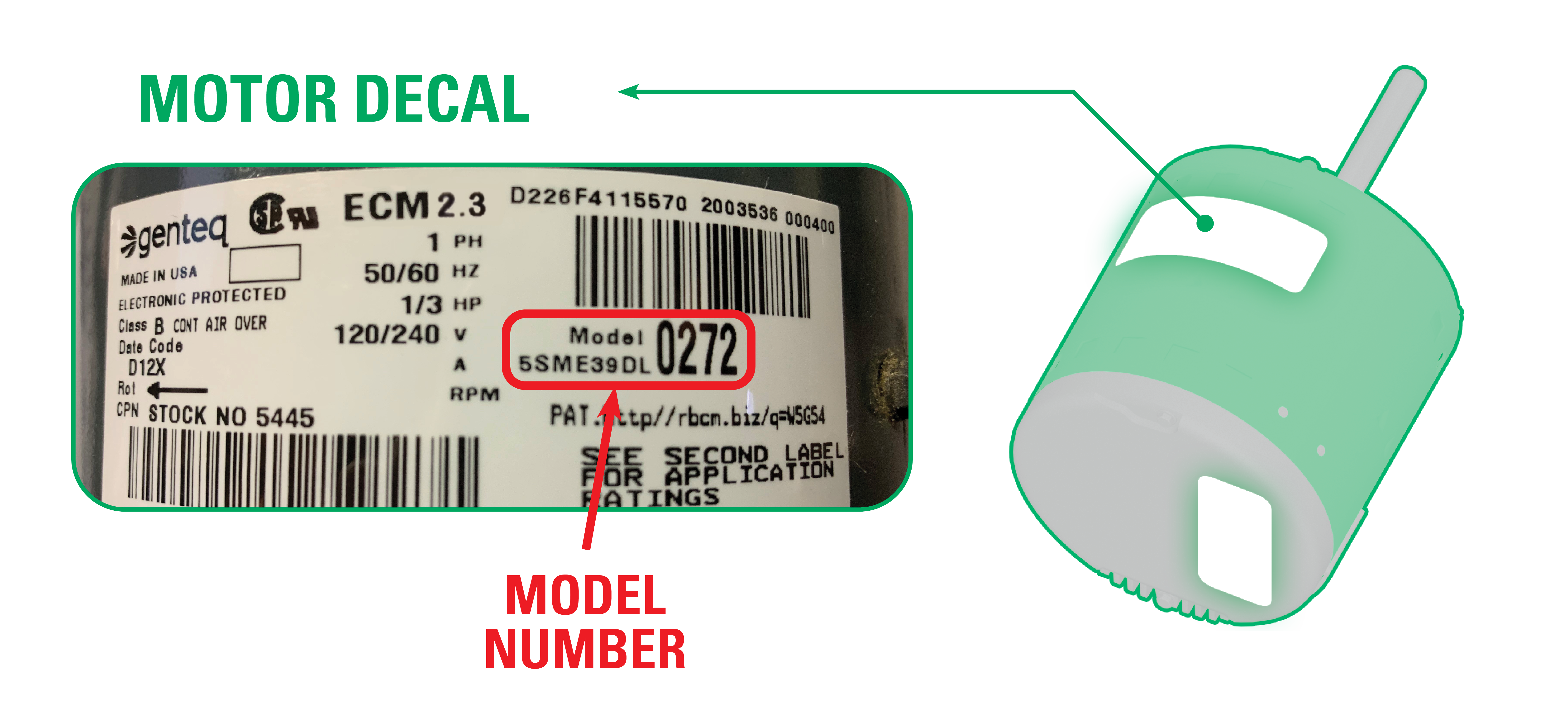 Motor Decal ECM 23 Cross Reference Image