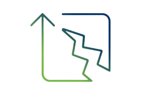 less damage arrow with broken square icon-green and blue-6400 Series