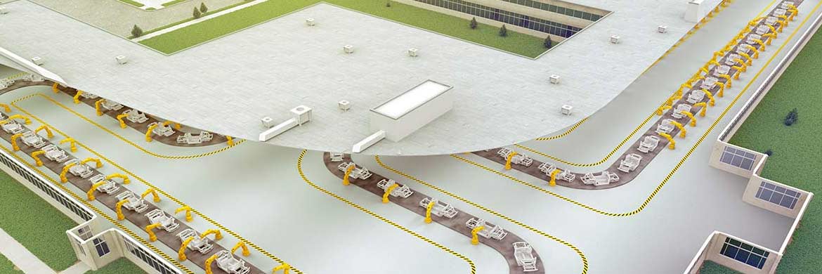 Graphic of automotive production line.