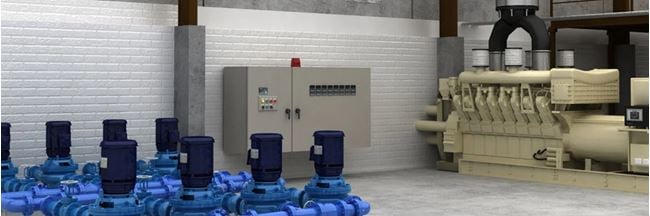 Filtration equipment, including motors, in a water purification plant.