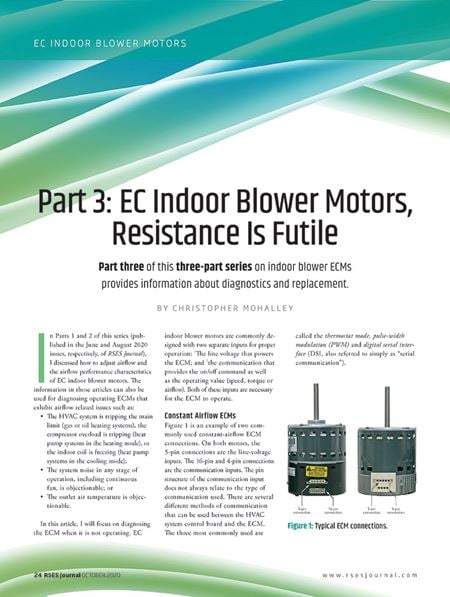 EC Indoor Blower Motors: Resistance Is Futile Part 3