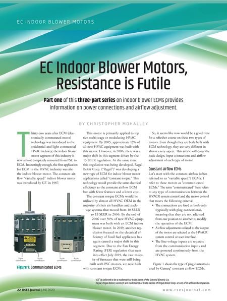 EC Indoor Blower Motors: Resistance Is Futile
