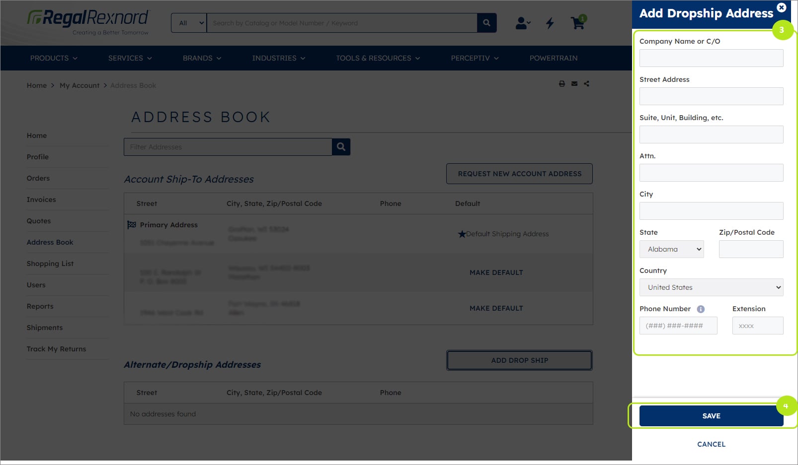 Add dropship address