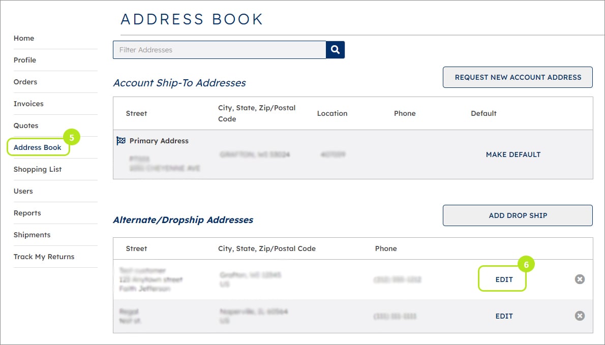 Edit dropship address