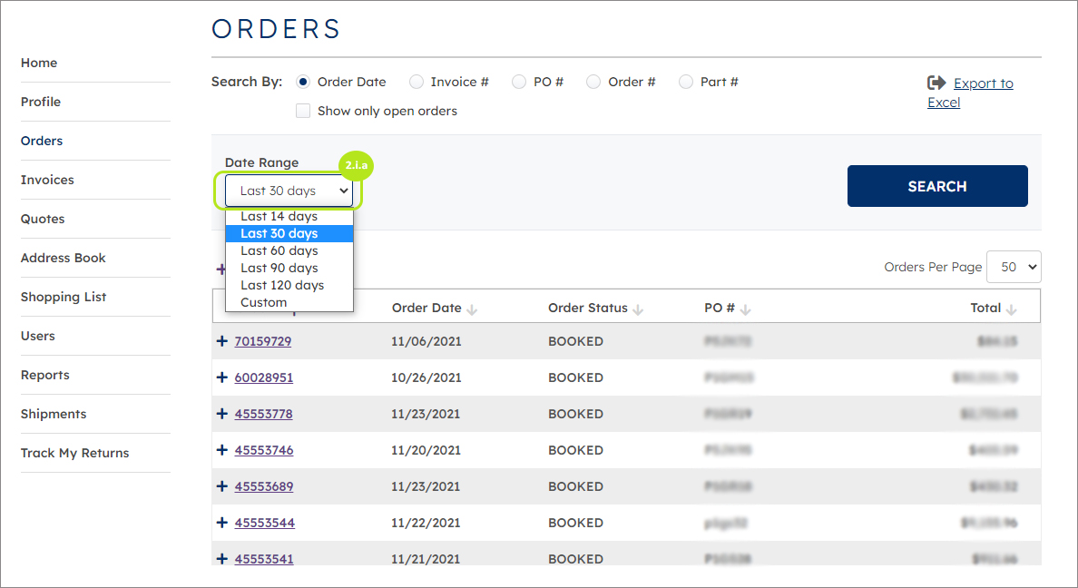 Orders by  date