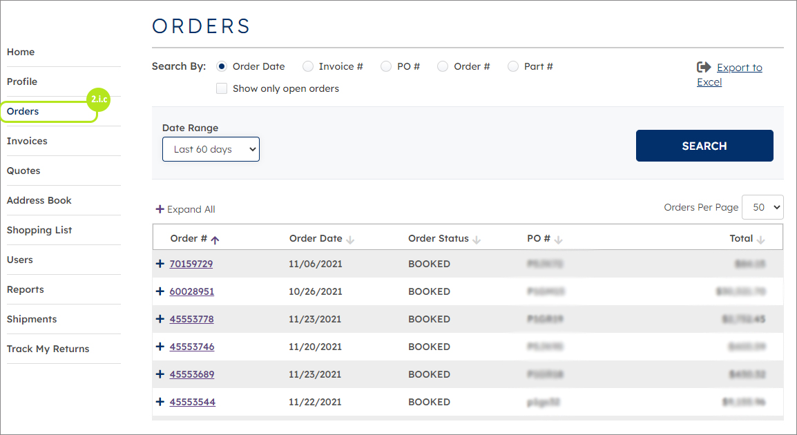 View by order list