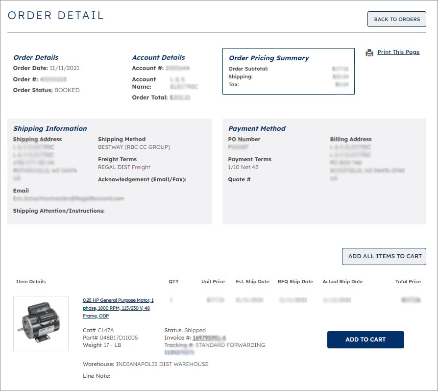 Order details