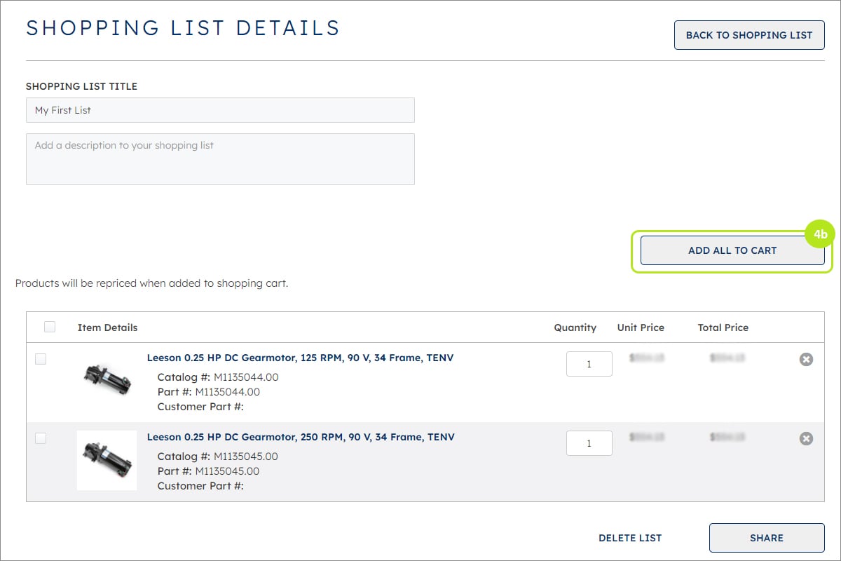 Shopping List Details