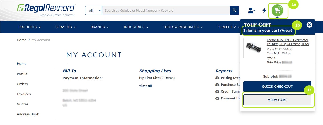 Shopping Cart Page