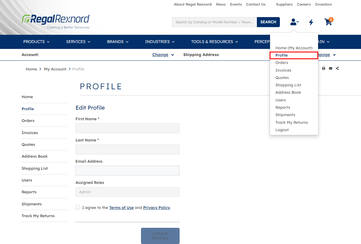 User Management Profile Access